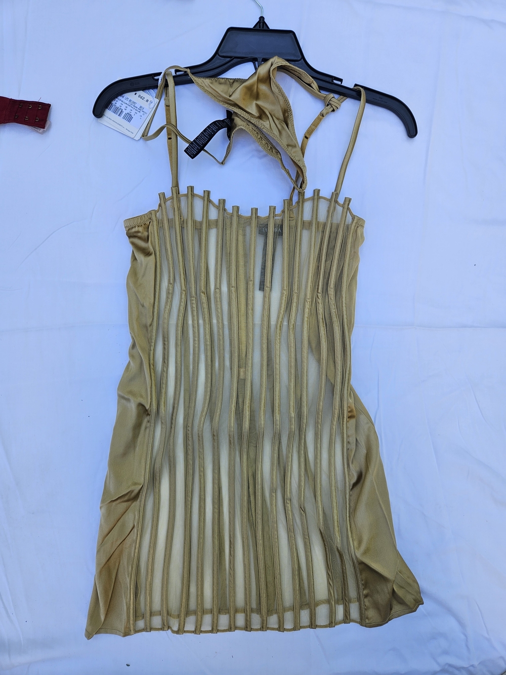 NWT La Perla Graphique Sheer Striped Mini Slip Dress With Matching Thong Size M